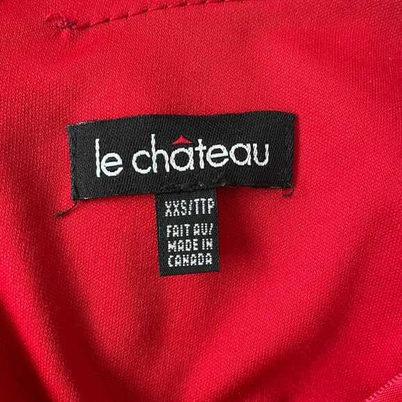 LE Chateau Red Halter Style Prom Dress / Evening Gown, Size XXS - Picture 4 of 5